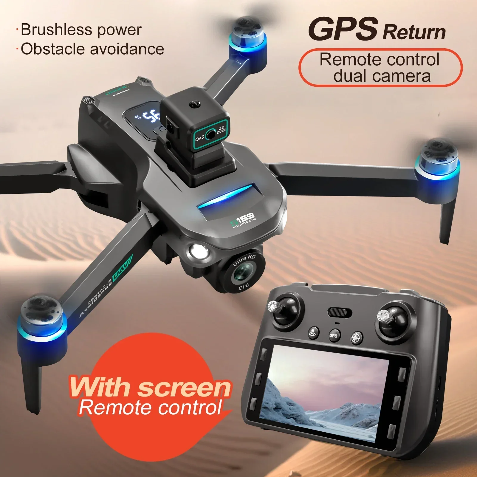 Dron GPS S159, profesjonalny q – Drone Controller Screen recenzja i cena